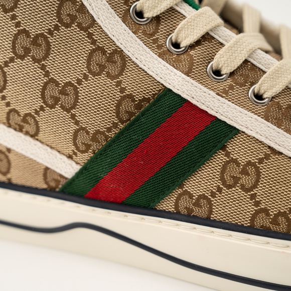 size 10.5G 11 US Gucci GG Canvas Tennis 1977 Beige Hight Top - Picture 8 of 14